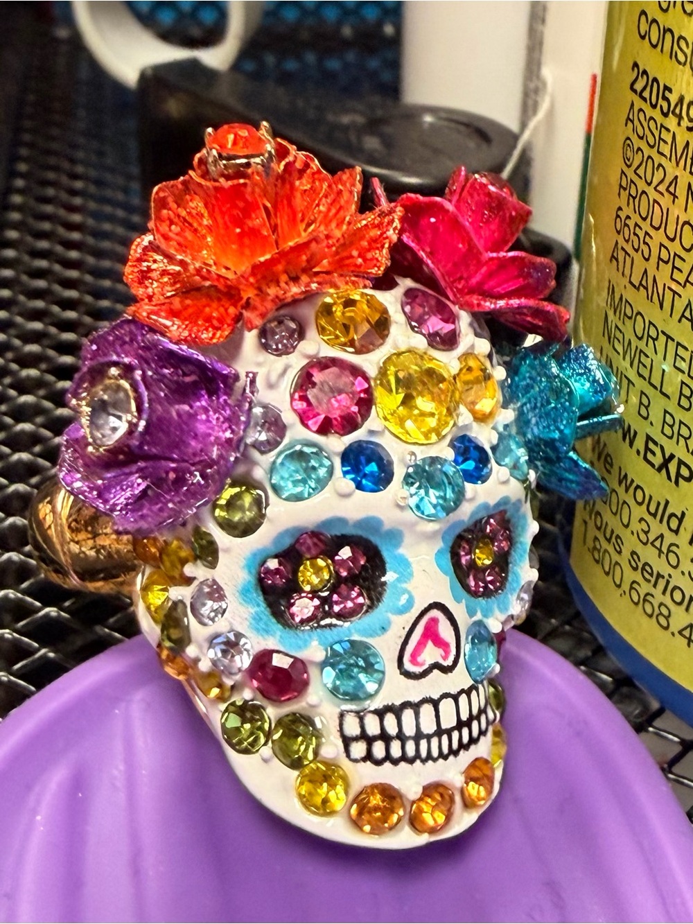 Betsey Johnson Multicolor Jeweled Floral Skull Ring